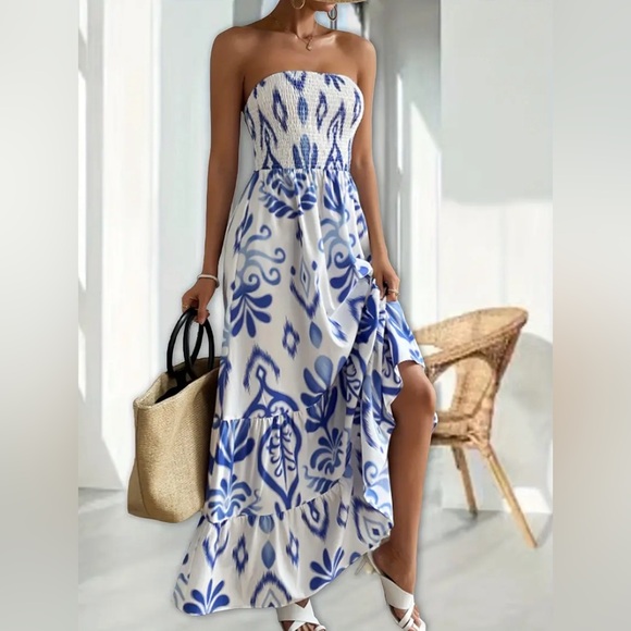 STRAPLESS PENDULUM DRESS WITH RUFFLE HEM - Picture 3 of 5